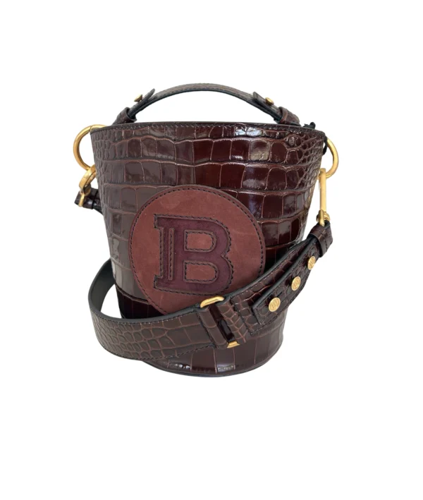 Balmain Logo Patch Saddler Bucket Bag