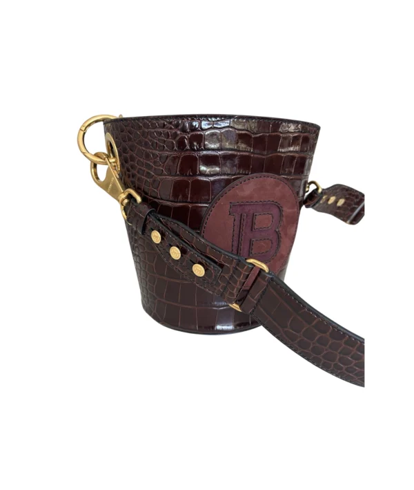 Balmain Logo Patch Saddler Bucket Bag