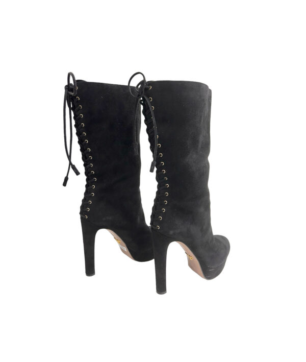 Prada Suede Tassle Accents Lace Up Boots (Size 38)