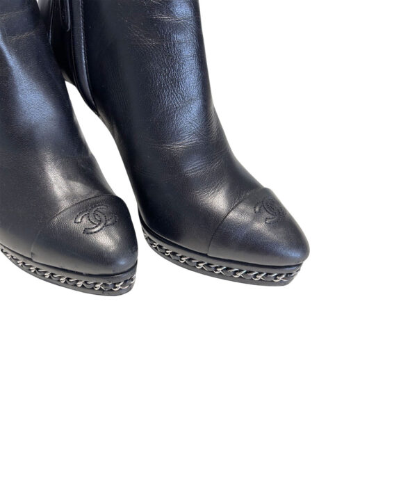 Chanel CC Cap Toe Leather Chain Plaform Boot (Size 38)