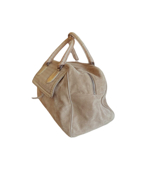Bottega Veneta Taupe Suede Bowling Bag