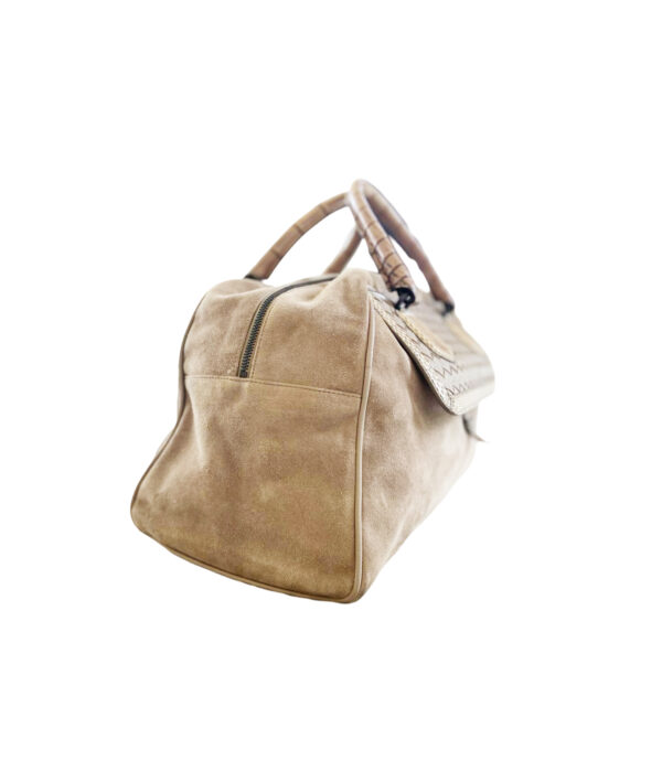 Bottega Veneta Taupe Suede Bowling Bag