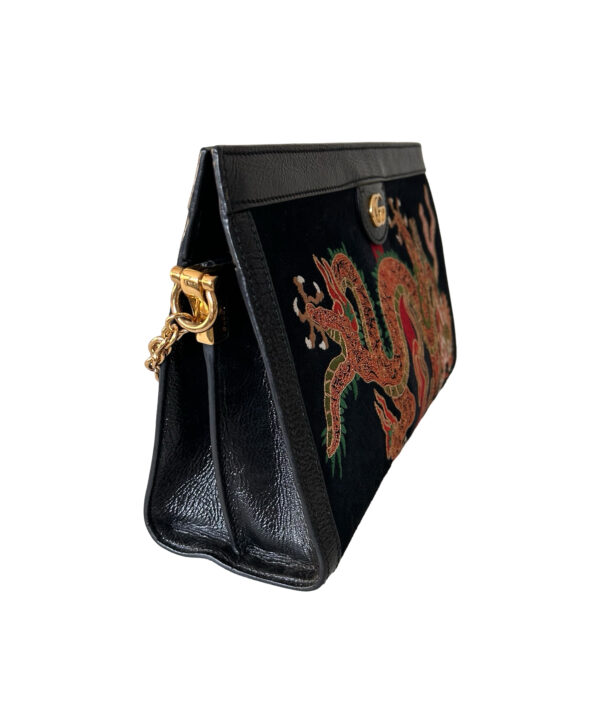 Gucci Suede Patent Web Dragon Embroidered Ophidia