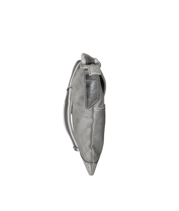 Gucci GG Silver Monogram Perforated Canvas & Leather Crossbody