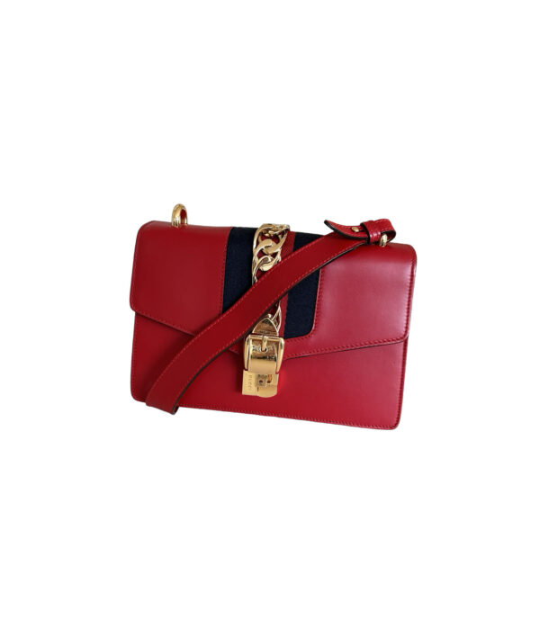 Gucci Sylvie Red Leather Handbag