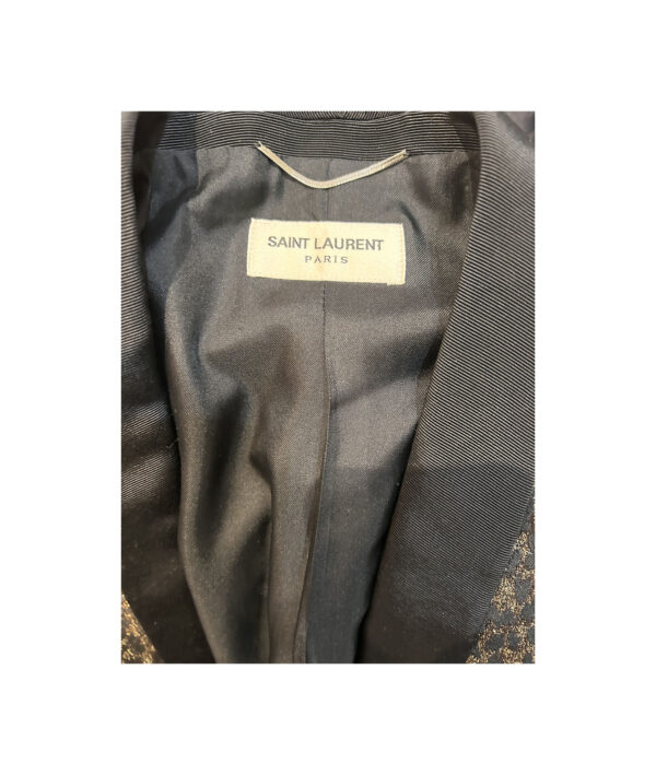 Yves Saint Laurent Iconic Babycat Gold Jaquard Tux Jacket