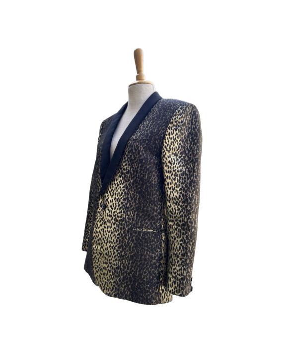 Yves Saint Laurent Iconic Babycat Gold Jaquard Tux Jacket