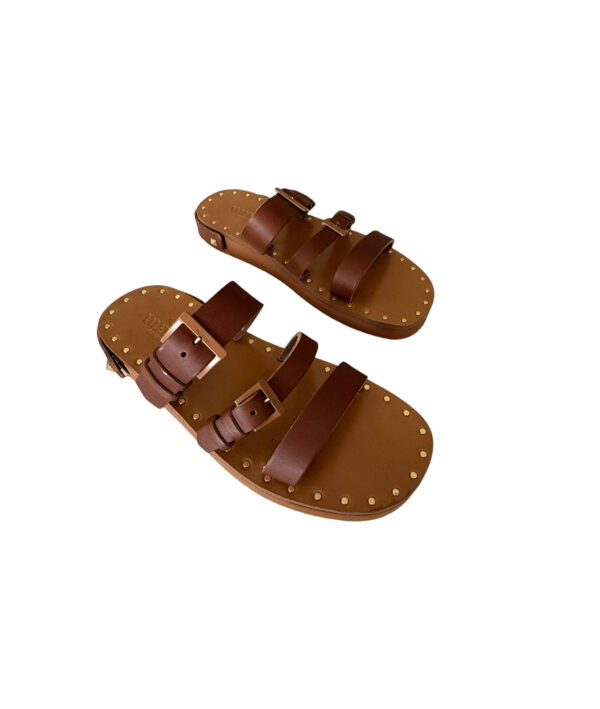 Valentino Brown Leather Flat Slides