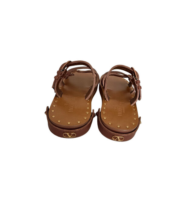 Valentino Brown Leather Flat Slides