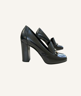 Gucci Horsebit Leather High Heel Loafers (Size 38)