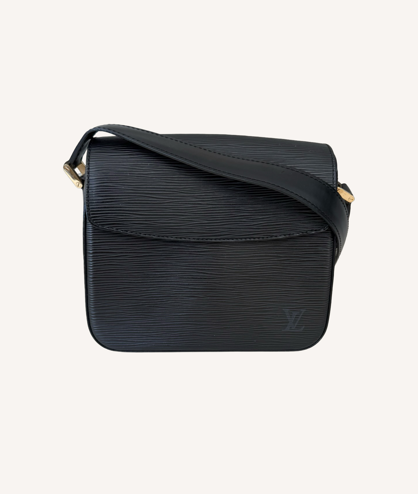 Louis Vuitton Buci Bag in black Epi leather with embossed LV log